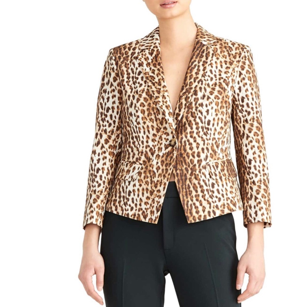 Rachel Roy - Leopard Print Classic Shrunken Blazer - Picture 1 of 3